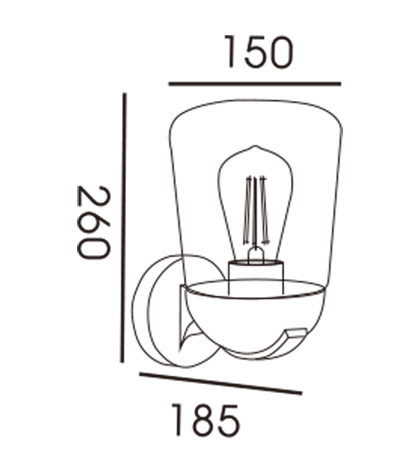 Lampada da parete con coperchio in vetro piatto HR60112 Lampada da parete con coperchio in vetro piatto HR60112