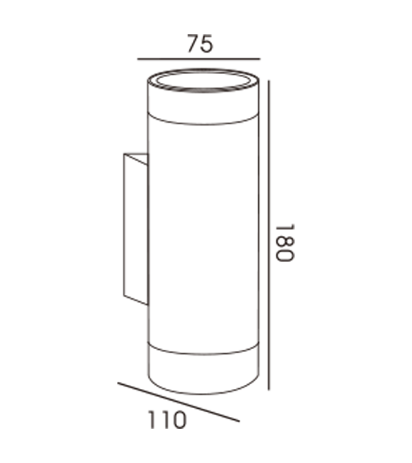60 Lampada da parete bidirezionale con tubo in alluminio (base speciale AK) HR60254 60 Lampada da parete bidirezionale con tubo in alluminio (base speciale AK) HR60254