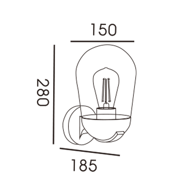 Lampada da parete a induzione con cappa in vetro Rocket Head HR60111S Lampada da parete a induzione con cappa in vetro Rocket Head HR60111S
