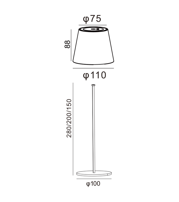 Lampada ricaricabile con paralume HR95042-365 Lampada ricaricabile con paralume HR95042-365